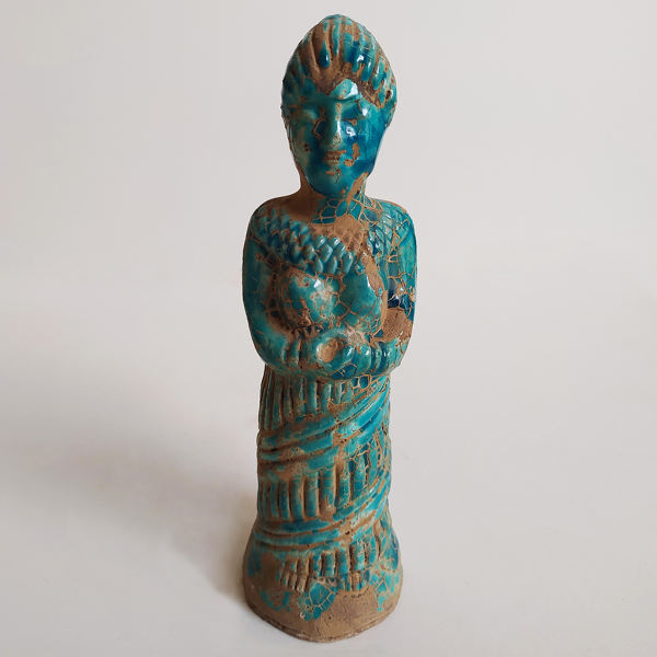 Figurine historique de femme élamite en poterie bleue - Figurine perse