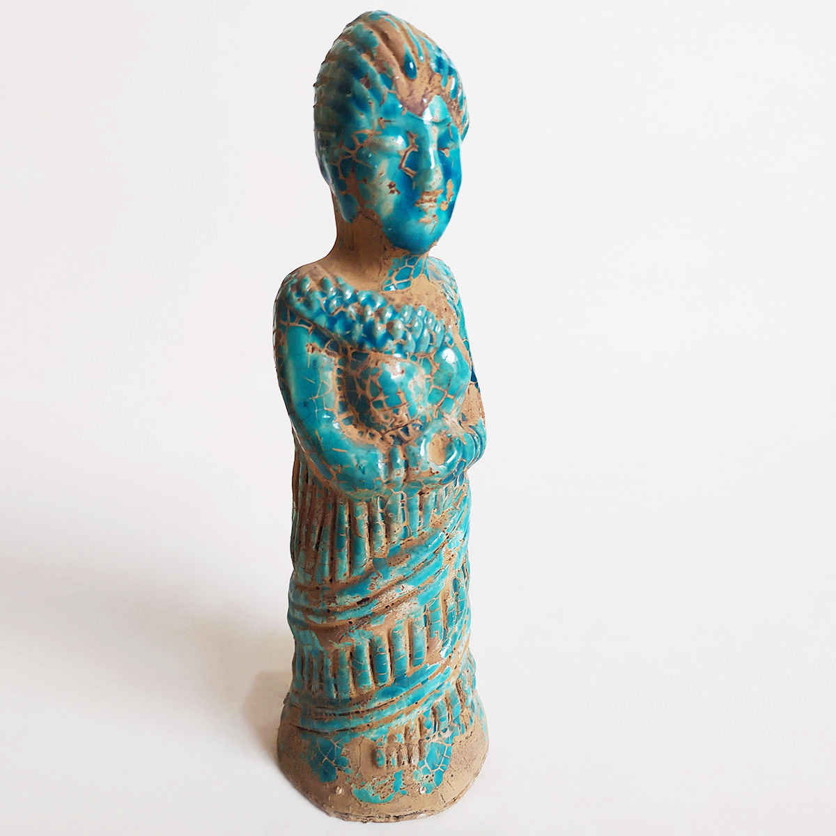Figurine historique de femme élamite en poterie bleue – Figurine perse