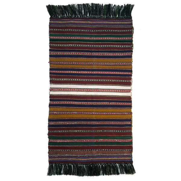 Tapis Jajim persan authentique tissé à plat rayé Tetis