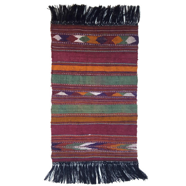 Tapis Jajim persan authentique tissé à plat rayé Kara
