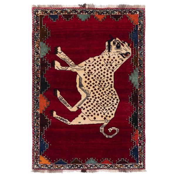 Tapis Gabbeh en laine persane tissé à la main avec motifs animaliers Tigre