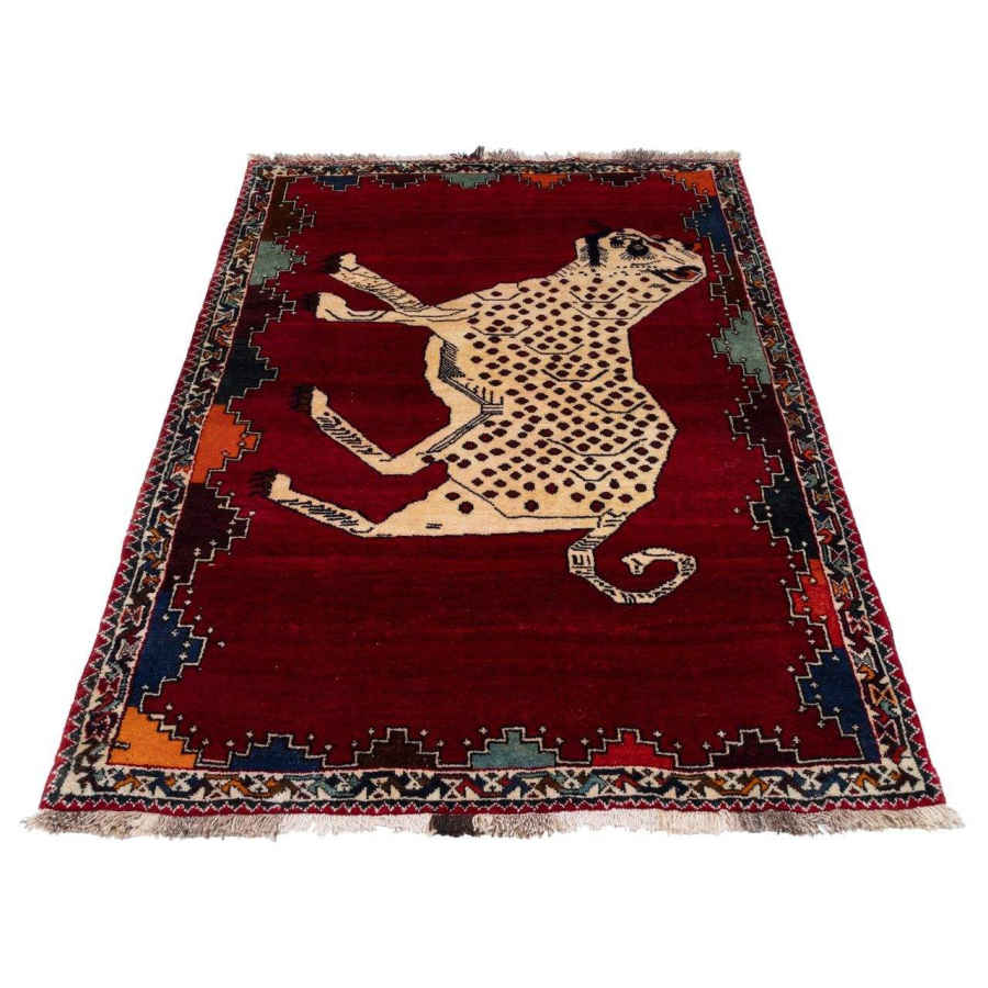 Tapis Gabbeh en laine persane tissé à la main avec motifs animaliers Tigre