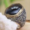 Bague en argent Agate pour homme Élégance Noire