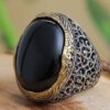 Bague en argent Agate pour homme Élégance Noire