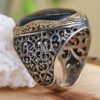 Bague en argent Agate pour homme Élégance Noire