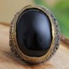 Bague en argent Agate pour homme Élégance Noire