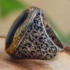 Bague en argent Agate pour homme Élégance Noire