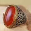 Bague en argent avec agate pour homme — Élégance suprême