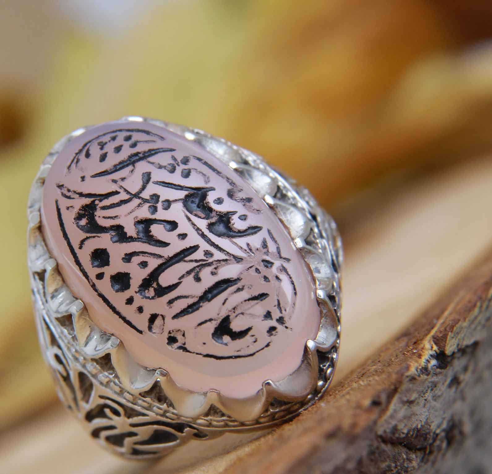 Bague en argent Agate Islamique pour homme Élégance Ya Aba Abdillah