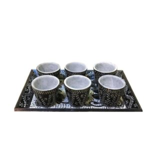 Service à Thé et Café Persan en Pierre Fabriqué à la Main – Gravure Tooran