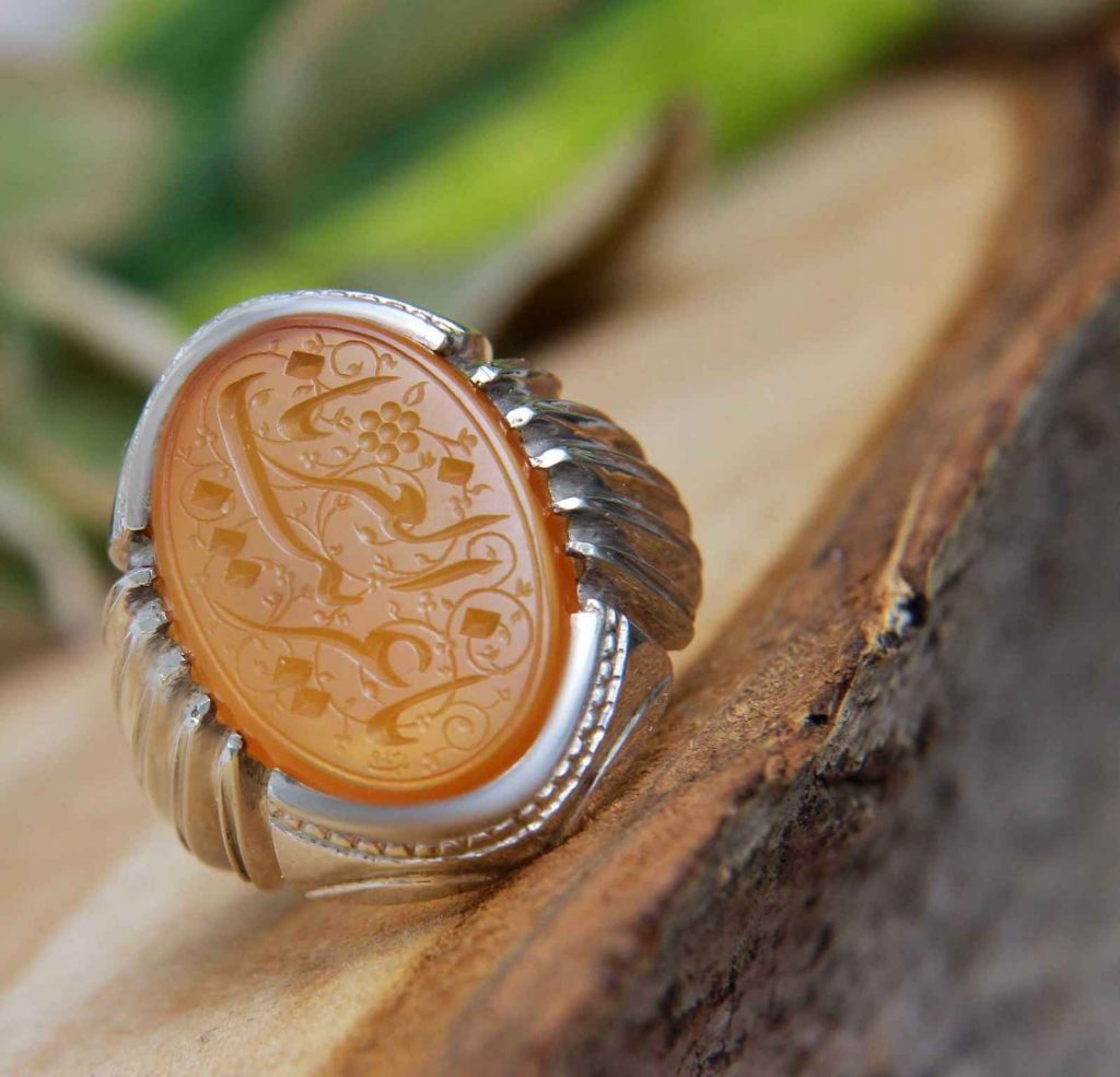 Bague en argent Aqeeq yéménite islamique pour hommes - Ya Ghareeb ul Ghuraba