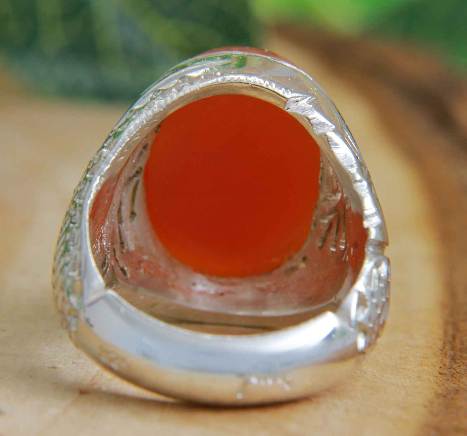 Bague en argent Aqeeq yéménite islamique pour hommes – Rouge