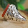 Bague en argent Aqeeq yéménite islamique pour hommes - Rouge