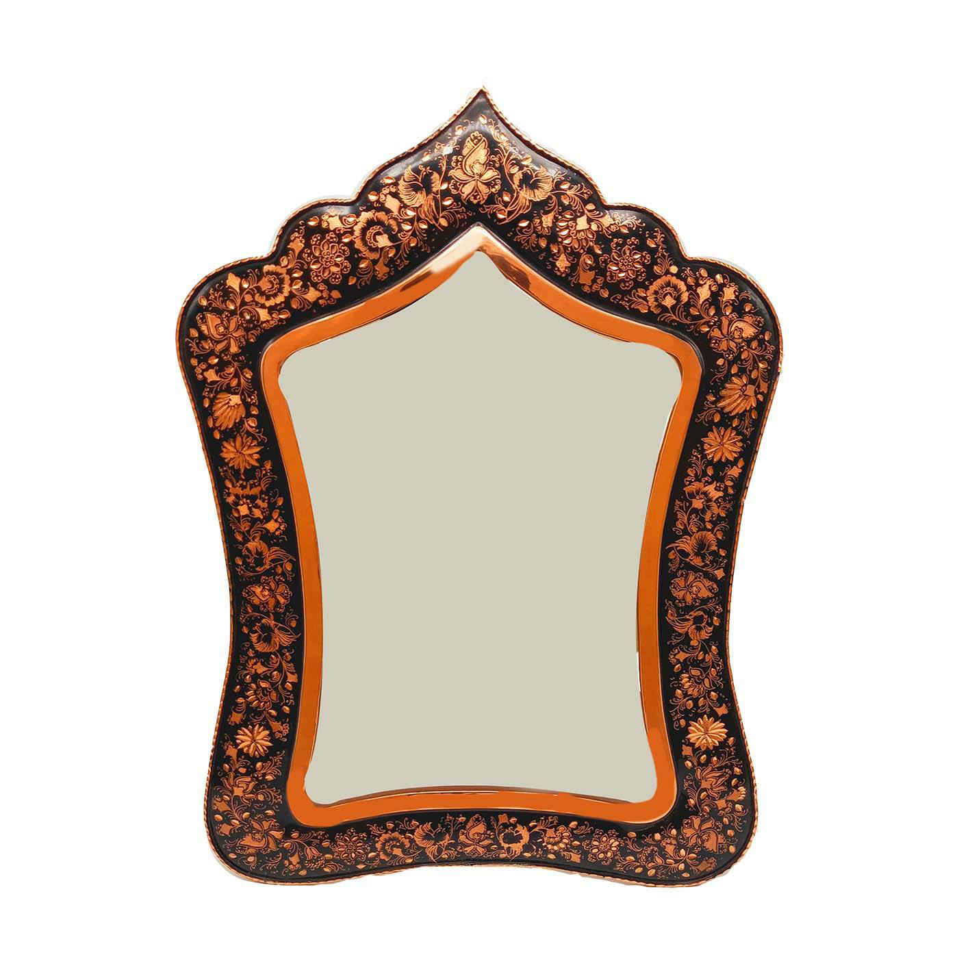 Ensemble miroir et bougeoirs gravés en cuivre persan – Ghalamzani