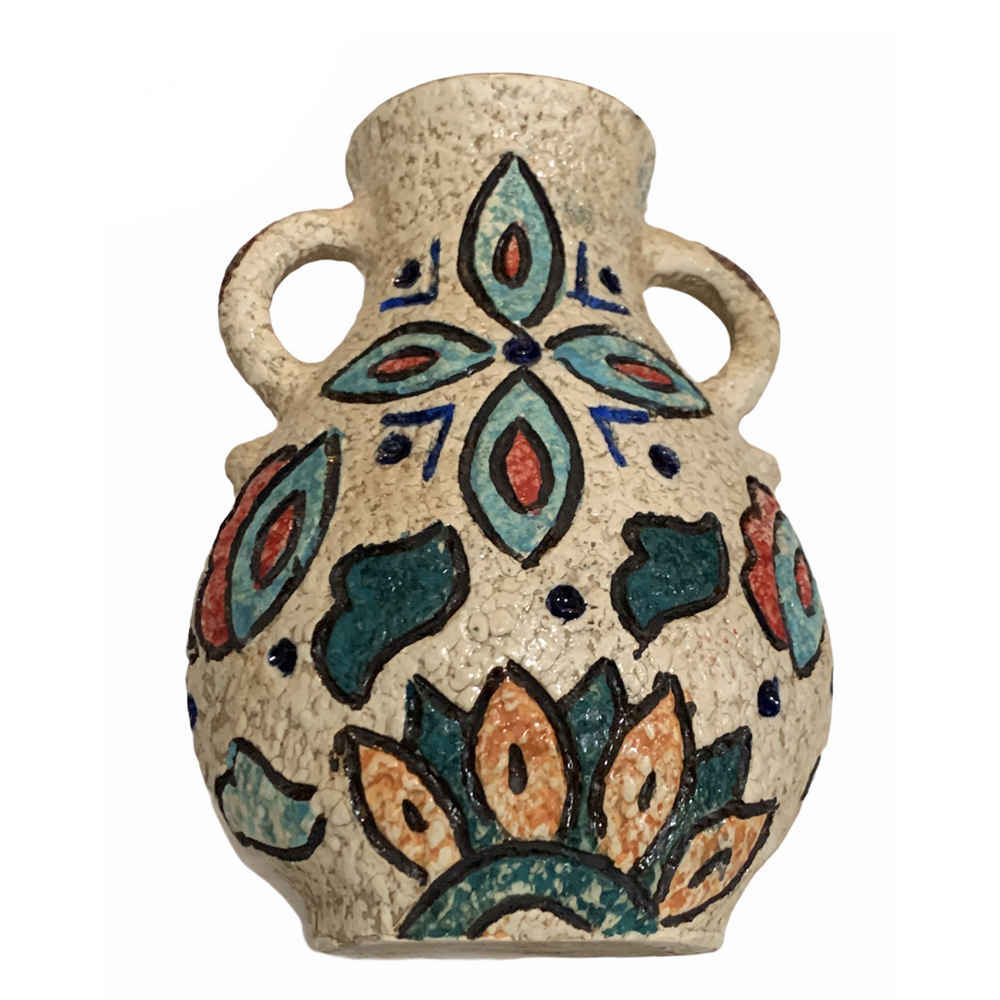 Vase en poterie décoratif persan fait main avec motif de Golha