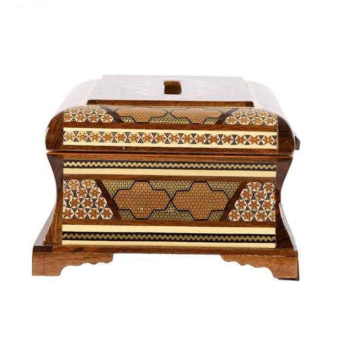 Couvercle de boîte à mouchoirs en bois persan fait main – Khatamkari Maral