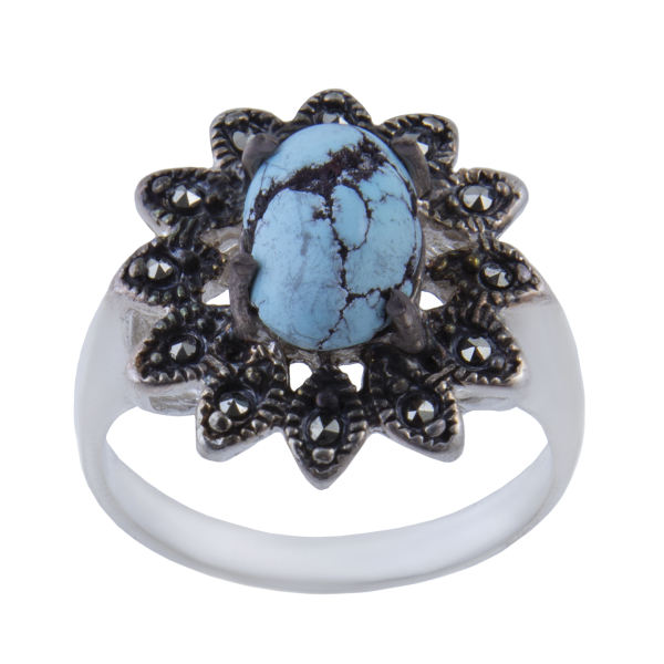 Bague en Argent Persan avec Turquoise de Neyshabur Saba