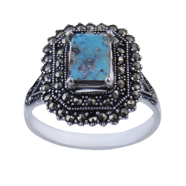 Bague en Argent Persan avec Turquoise de Neyshabur