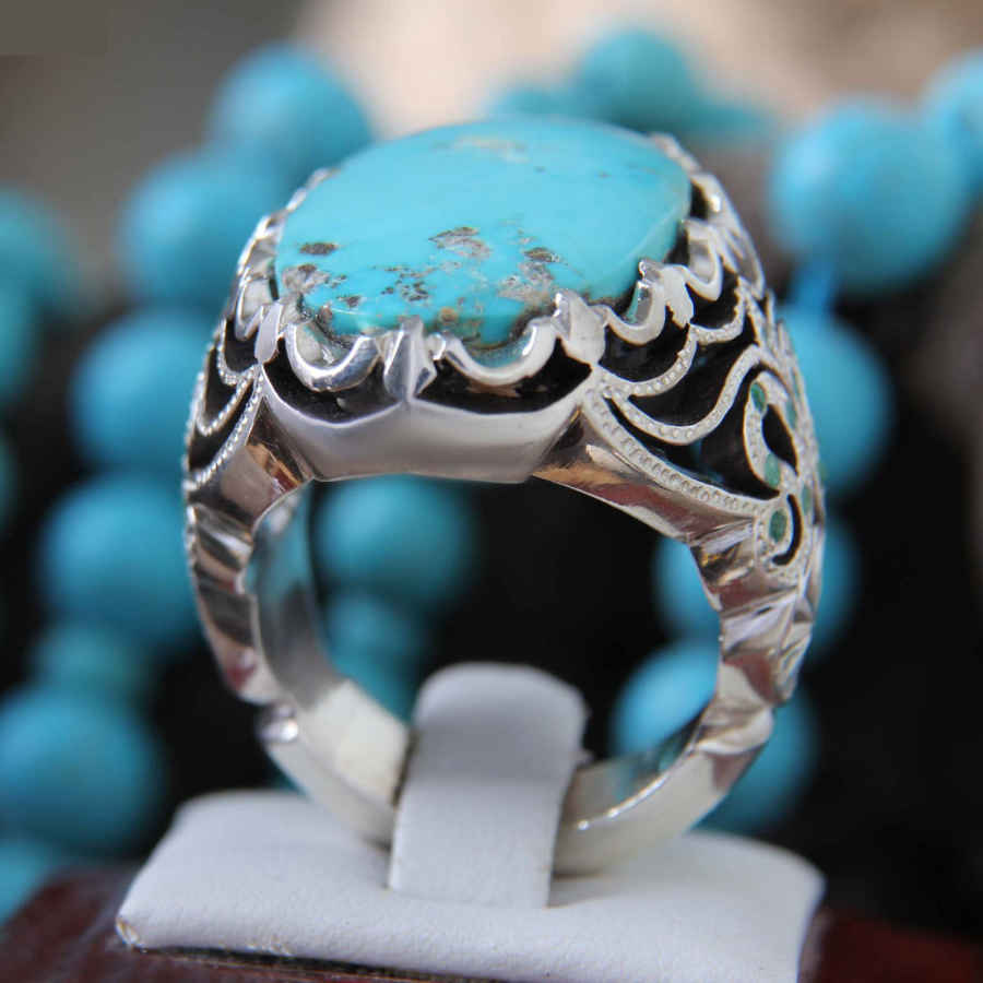 Bague en Argent Persan avec Turquoise de Neyshabur