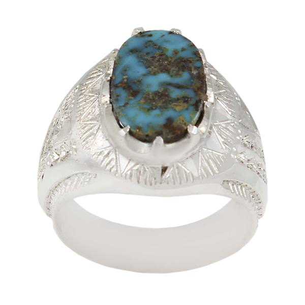 Bague en Argent Persan avec Turquoise de Neyshabur Ovin