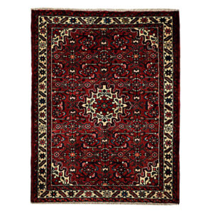 Tapis Persan en Laine Fait Main avec Design Médaillon Intriqué Jardin Rouge