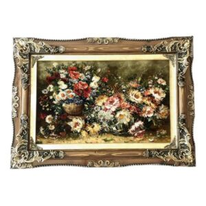 Tapis persan figuratif noué à la main de Tabriz représentant des lys