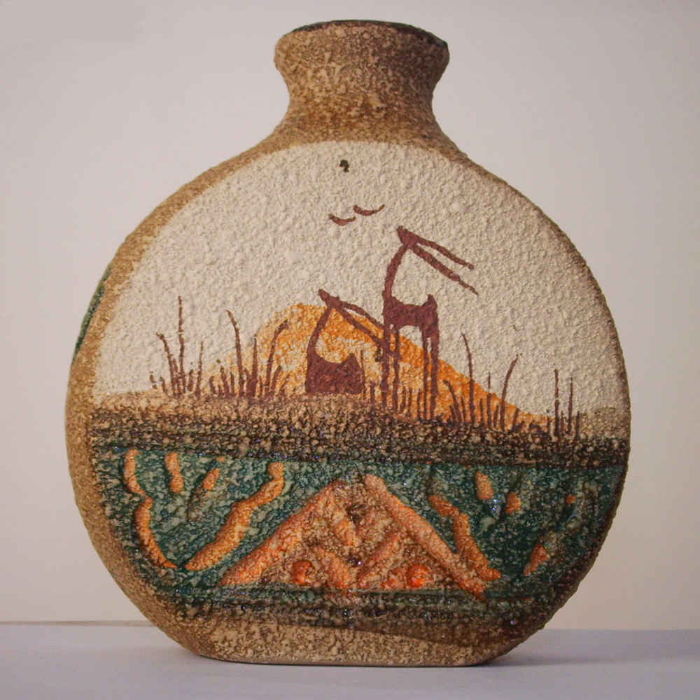 Vase en poterie décoratif persan fait main avec motif artistique