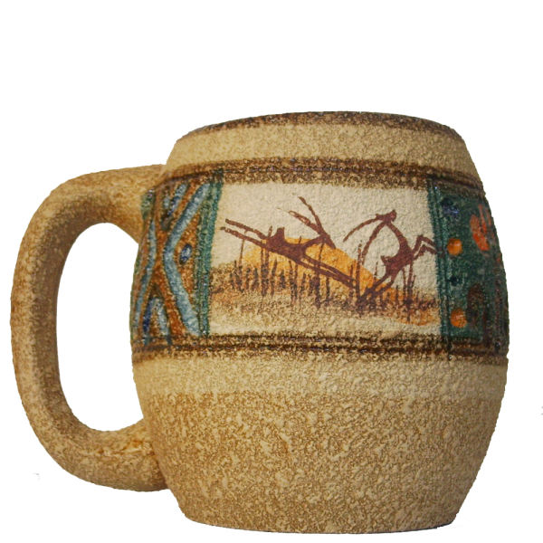 Persian Iznik Pottery Mug - Handcrafted Model Deer