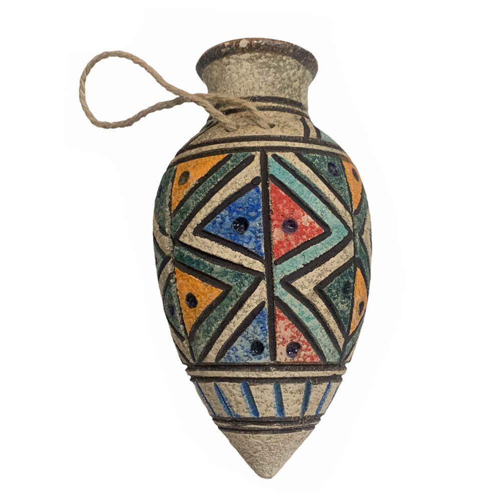 Vase en poterie décoratif persan fait main avec motif artistique Lever du soleil