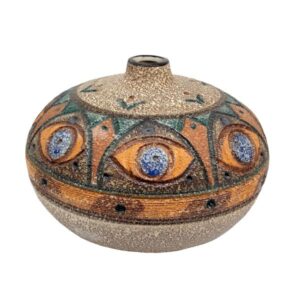Vase à tige unique en poterie décoratif – Idéal pour fleurs fraîches ou séchées.