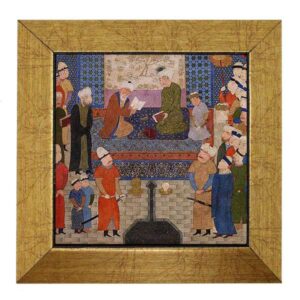 Carreau persan décoratif encadré – Shahnameh inspiré : Karnia