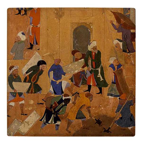 Carreau en céramique persane décoratif - Shahnameh inspiré : Mur ancien