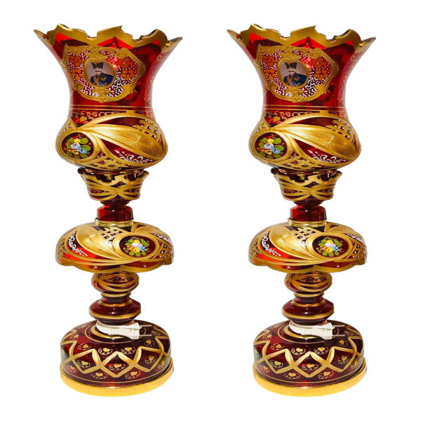 Lampe de cristal persane – forme traditionnelle Laleh Shah Abbasi rouge