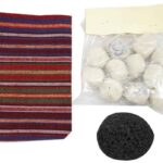 Sefidab – Ensemble de masque naturel iranien Roshor pour le visage et le corps avec gant de douche et pierre ponce