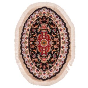 Tapis Persan Mélange de Soie et Laine Fait Main avec Design Médaillon Ovale – Tabriz