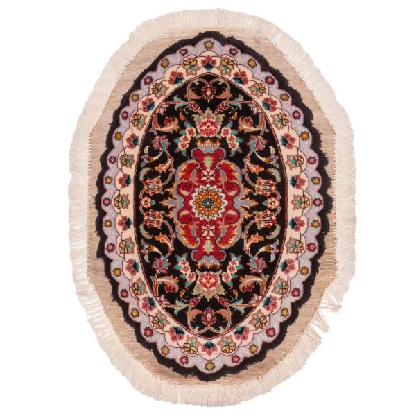 Tapis Persan Mélange de Soie et Laine Fait Main avec Design Médaillon Ovale - Tabriz