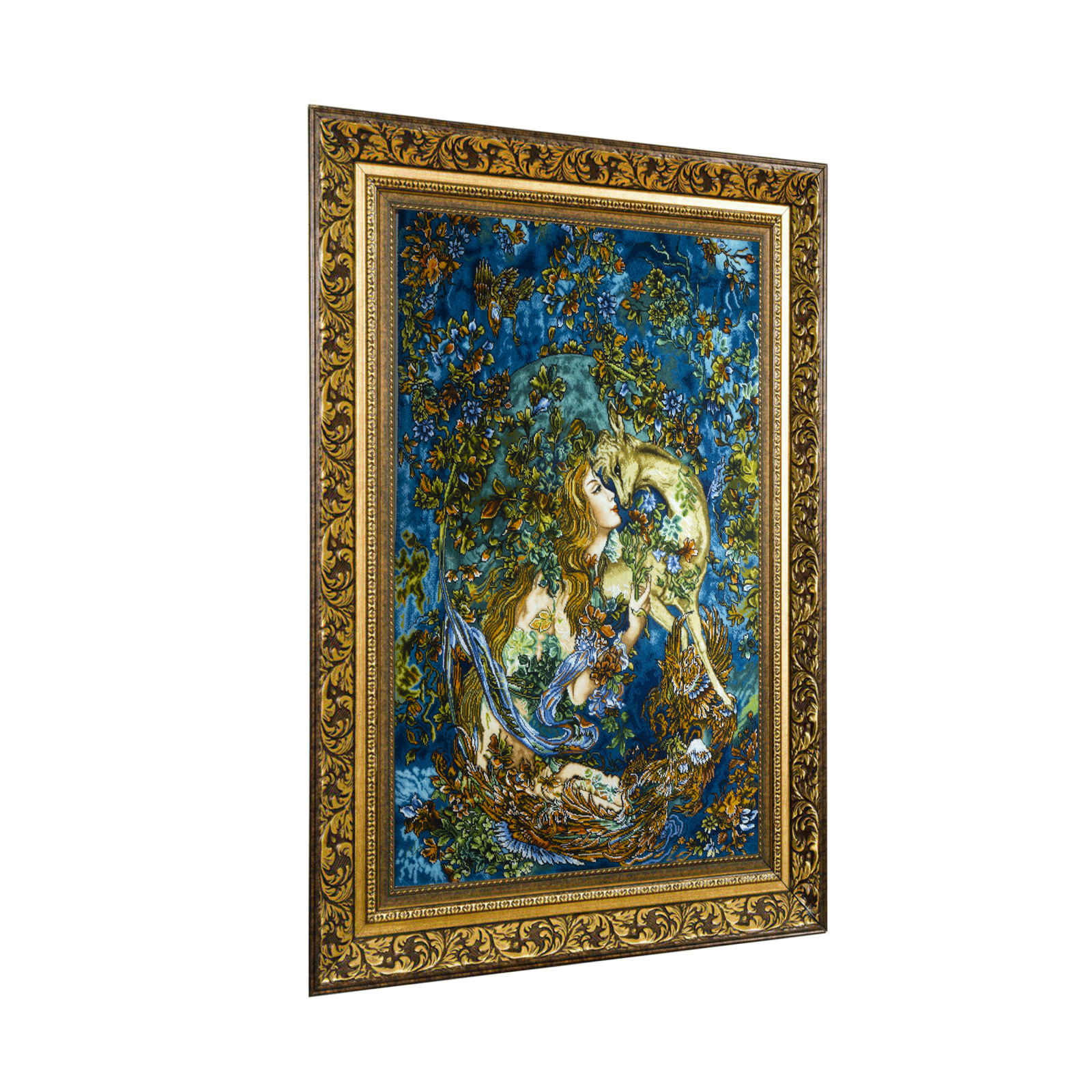 Tapis mural persan fait main de Tabriz représentant la miniature Tamanaye Navazesh