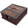 Porte-papier pour mémos de bureau en bois et cuir Modèle Lions Achaemenides