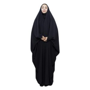 Tchador noir islamique arabe Hijab pour femmes et prière – Tissu crêpe