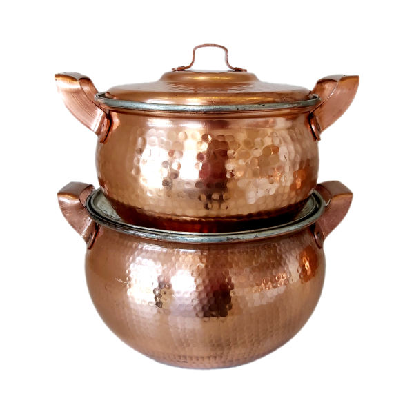 Marmite en cuivre persan - Ensemble de 4 pièces de marmites martelées traditionnelles