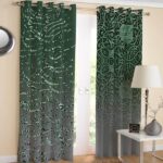 Rideau en velours imprimé persan avec œillets – Calligraphie verte