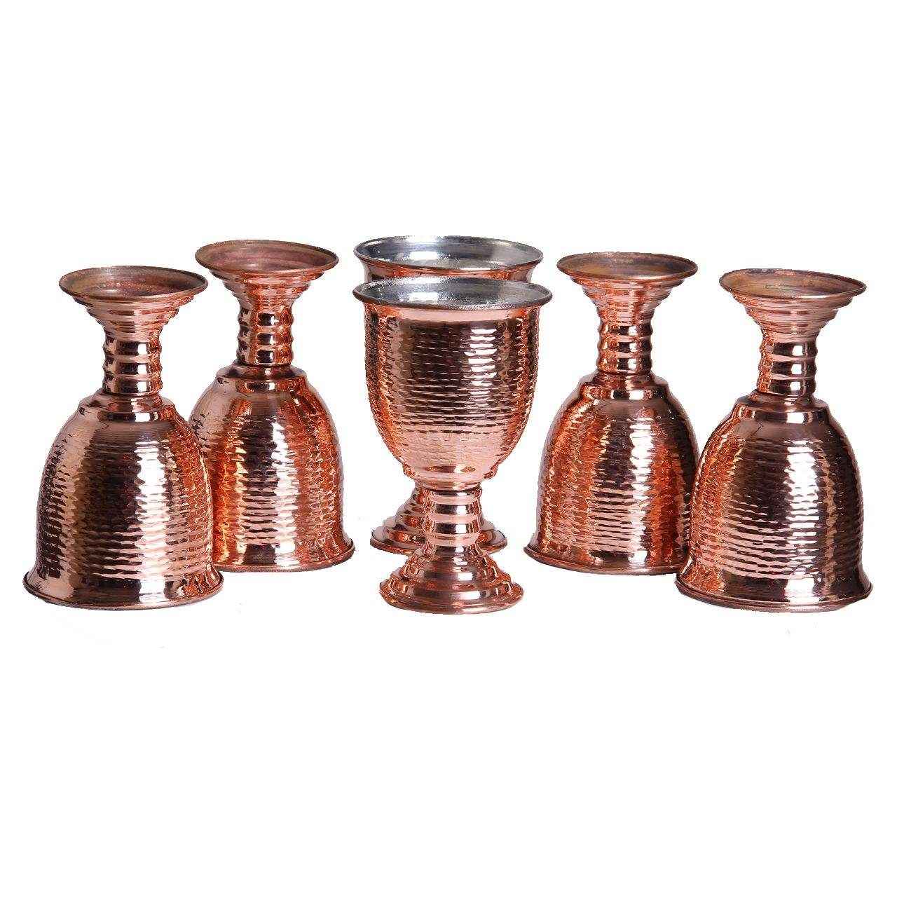Ensemble de 6 verres à vin en cuivre persan martelé – Modèle Jaam