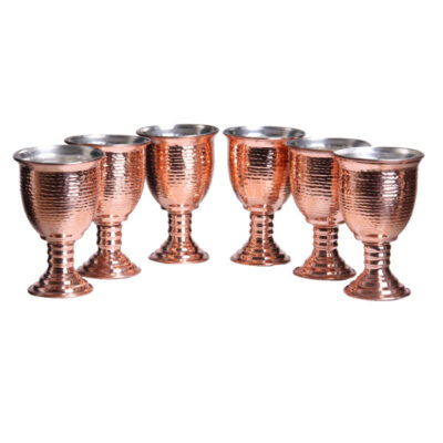 Ensemble de 6 verres à vin en cuivre persan martelé - Modèle Jaam