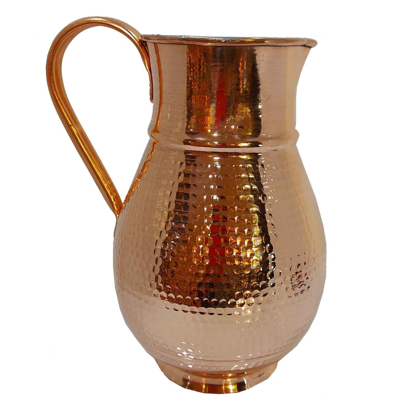 Tasse persane en cuivre – Ensemble de 8 fabriquées à la main avec anse pour boissons froides – Martelées avec pichet