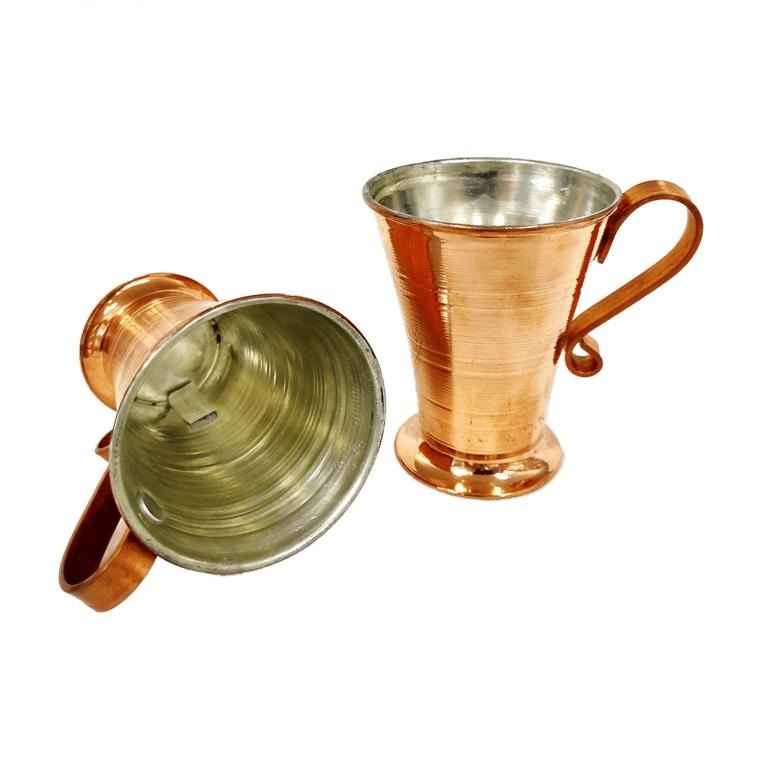 Tasse persane en cuivre – Fabriquée à la main avec anse pour boissons froides – Martelée Mesri