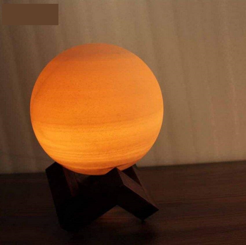 Lampe globe de sel persane – design lune magnifique fait main avec base en bois