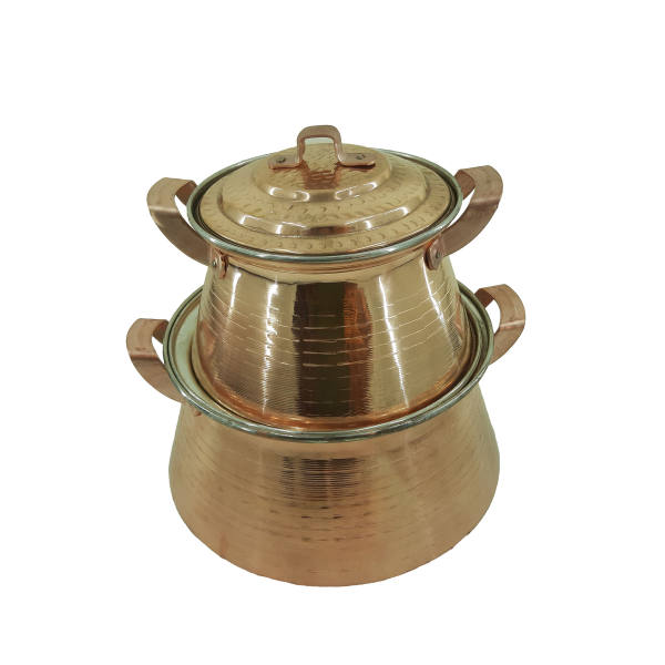 Marmite en cuivre persan - Ensemble de 2 marmites martelées traditionnelles