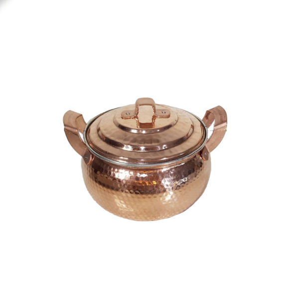 Marmite en cuivre persan - Ensemble de 4 marmites martelées traditionnelles, modèle Rond
