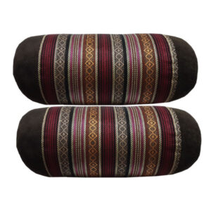 Traversin Cylindrique Traditionnel Persan avec Tissu en Velours Rouge Bordeau