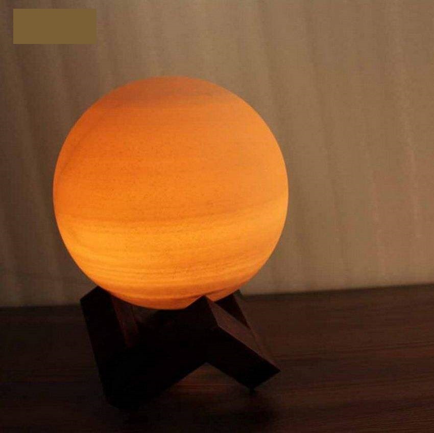 Lampe globe de sel persane – design lune magnifique fait main avec base en bois